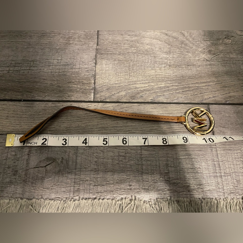 Michael Kors Brown Leather bag charm with Gold Accent